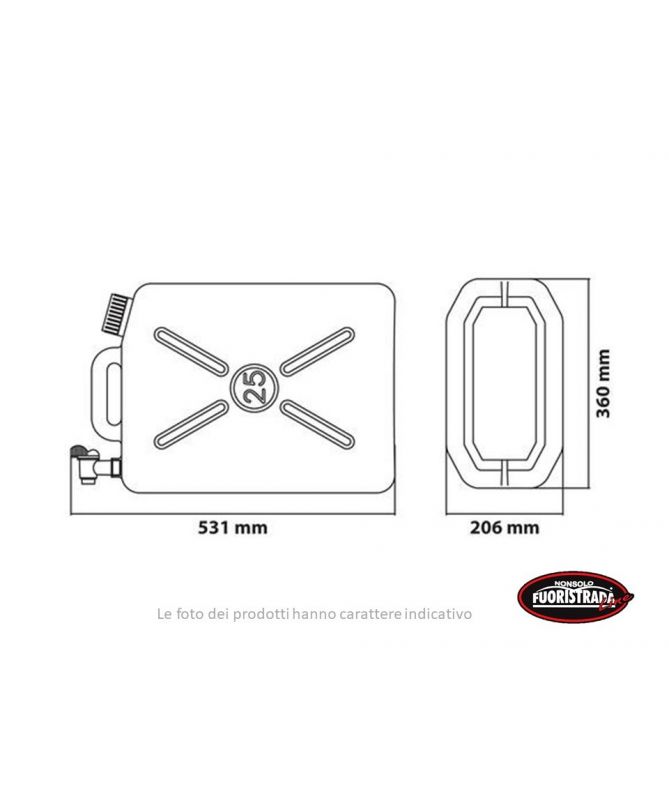 Tanica in Plastica, con Rubinetto in Metallo - 25 L  Con alloggio Dispenser