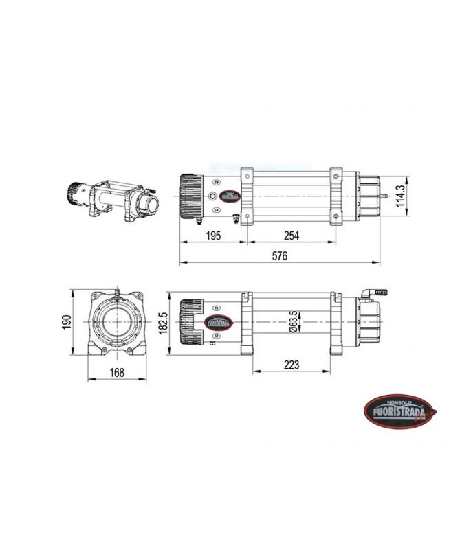 Verricello NSF 12500 12V Cavo Dyneema