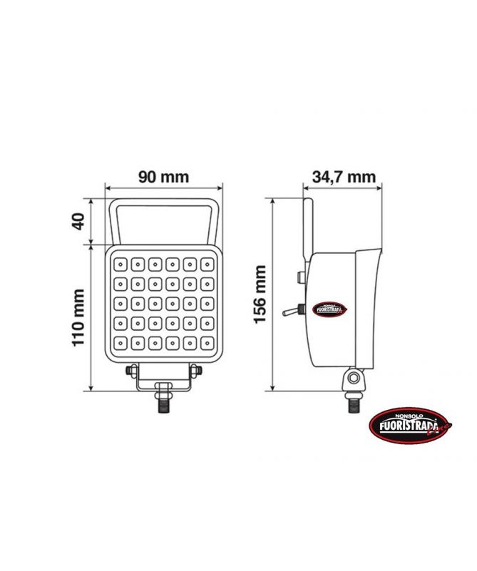 Faro ausiliario a 16 Led - 10/30V - Bianco