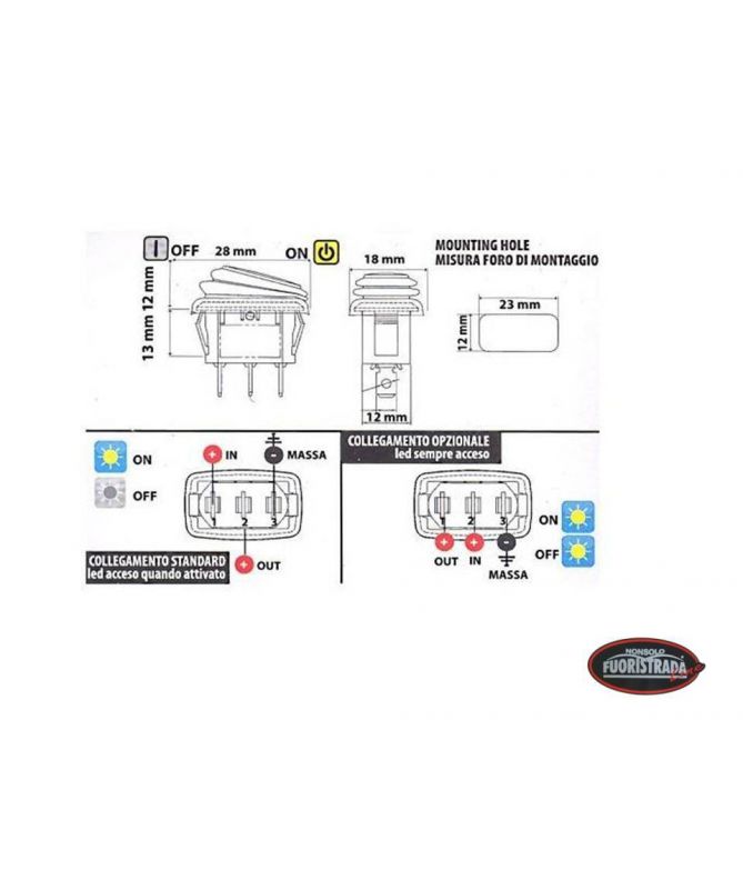 Schema Micro interruttore con Led Rosso, Blu o Verde